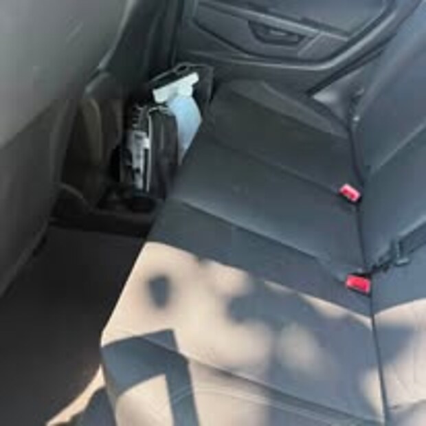 The same Ford Fiesta rear seat after being vacuumed and wiped down